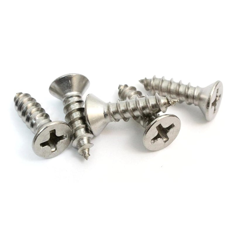 Bolt Dropper #6 x 1/2'' Stainless Steel Flat Head Phillips Wood Screw (100 Pack), 18-8 (304) Stainless Steel Sheet Metal Screws - Type A Point, Plain Finish - Image 1