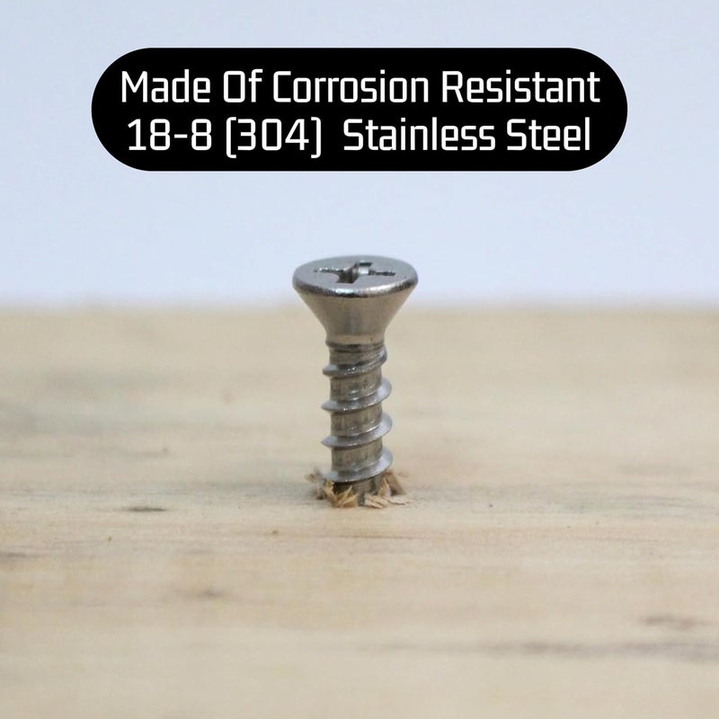 Bolt Dropper #6 x 1/2'' Stainless Steel Flat Head Phillips Wood Screw (100 Pack), 18-8 (304) Stainless Steel Sheet Metal Screws - Type A Point, Plain Finish - Image 4