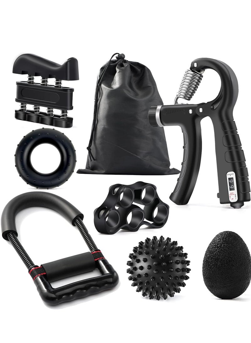 Hand Grip Strengthener Kit (7 Pack), Adjustable Grip Strength Trainer, Forearm Workout Trainer, Finger & Hand Strength Exerciser for Muscle Building & Grip Strength Recovery - Image 1