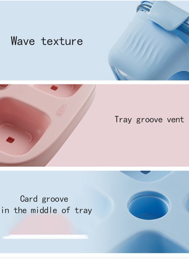 Generic - pink baby glass sorting food box 120ml*4,with a tray - Image 1