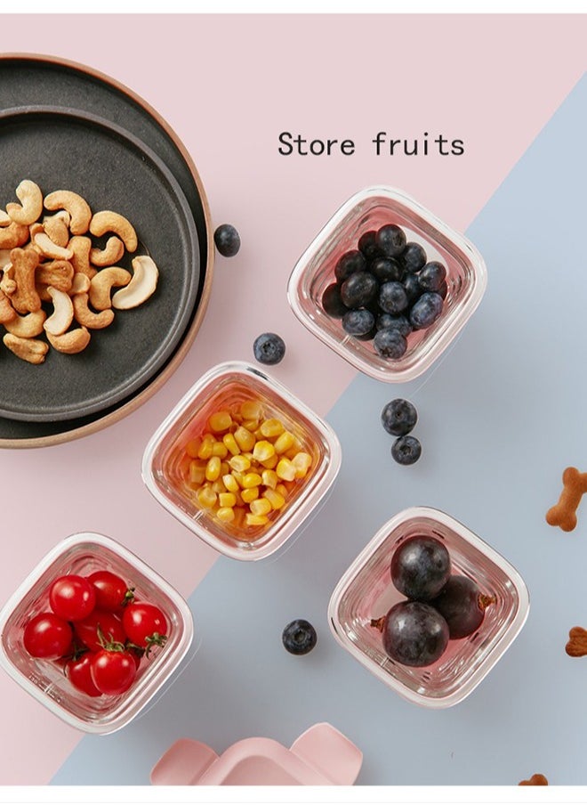 Generic - pink baby glass sorting food box 120ml*4,with a tray - Image 1