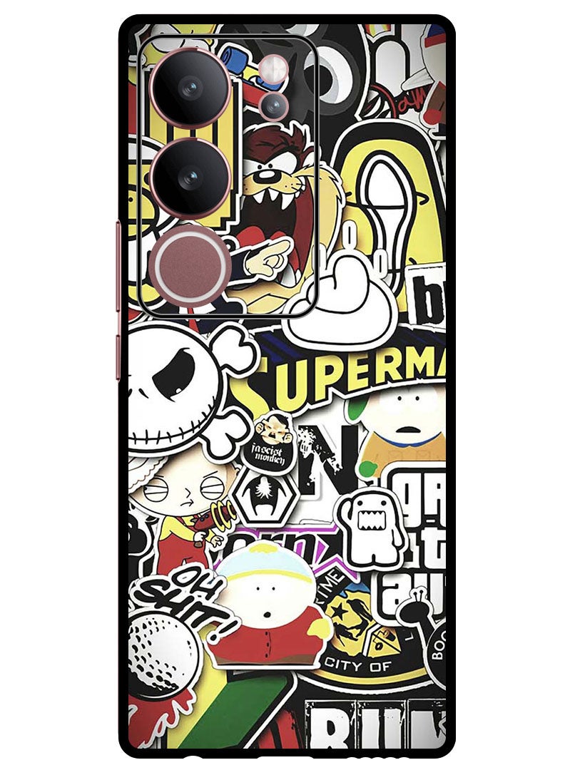 Theodor Protective Case Anti Scratch Shock Proof Bumper Cover For Vivo S17 - S17 Pro Cartoon Collage - Image 1
