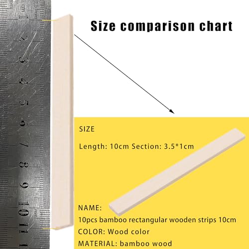 Bstinay 10 Pieces Bamboo Wood Strips 100mm/3.93" Wooden Craft Sticks for DIY Crafts - Image 4