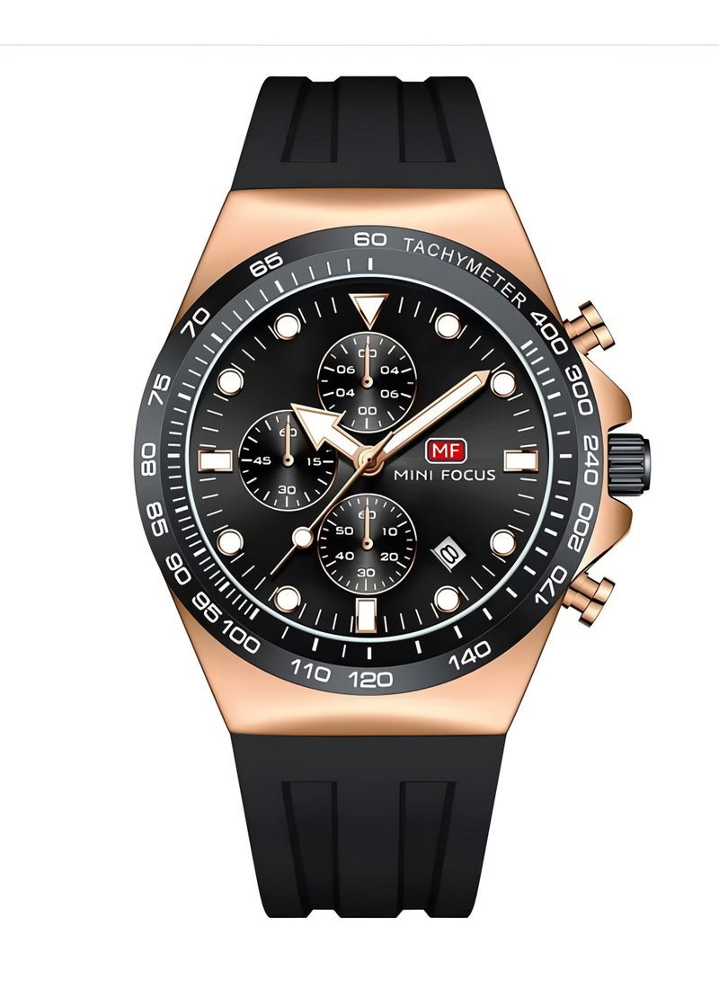 Mini Focus Men's Sport Watch with Black Dial & Rose Gold-Tone Case MF0488G - Image 1