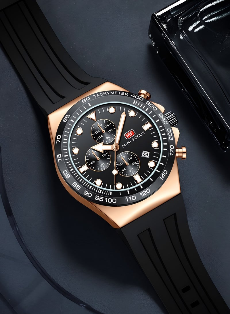 Mini Focus Men's Sport Watch with Black Dial & Rose Gold-Tone Case MF0488G - Image 4