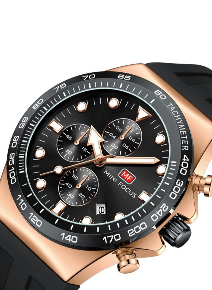 Mini Focus Men's Sport Watch with Black Dial & Rose Gold-Tone Case MF0488G - Image 3