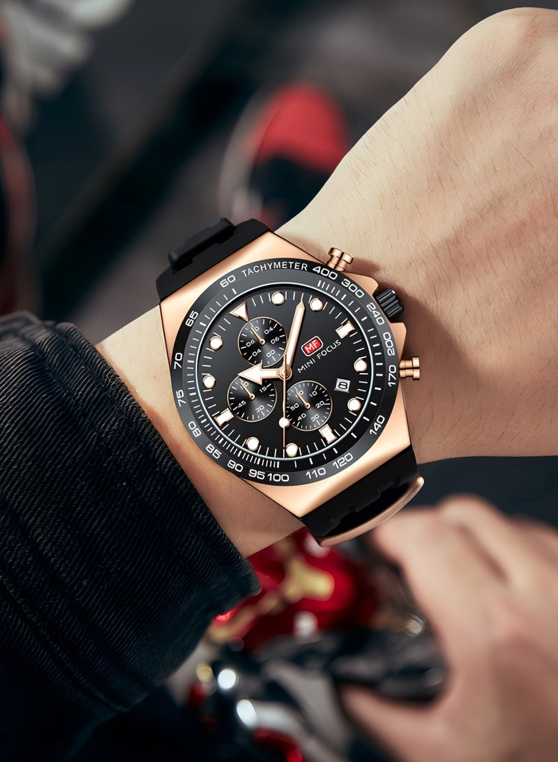 Mini Focus Men's Sport Watch with Black Dial & Rose Gold-Tone Case MF0488G - Image 5