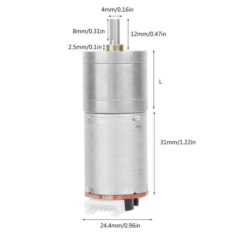 12V DC Encoder Gear Motor, High Torque Reduction Motor with Full Metal Gears and Pure Copper Coil for Robot RC Car DIY Projects (RPM 200) - Image 4
