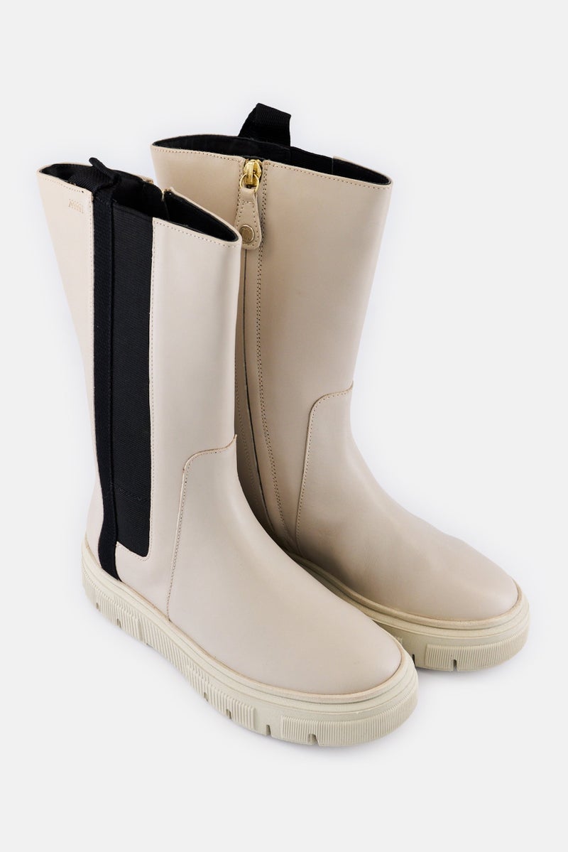 GEOX Women Isotte Zipper Closure Knee Length Boots, Light Taupe - Image 2