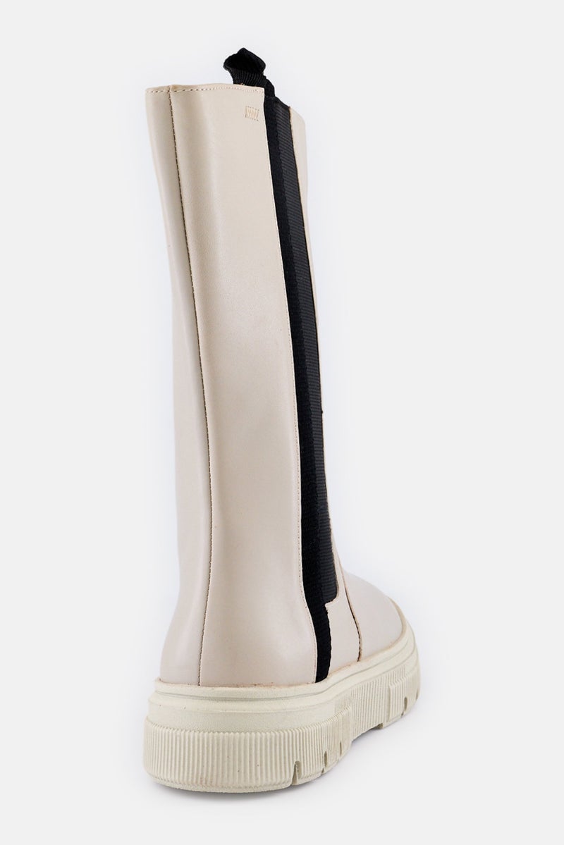 GEOX Women Isotte Zipper Closure Knee Length Boots, Light Taupe - Image 2