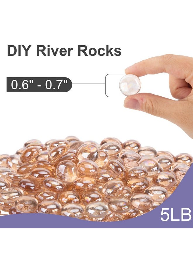 DomeStar DomeStar 5LB Flat Glass Marbles, Pink Flat Glass Pebbles Marbles for Vases Fish Tank Rocks Vase Fillers Glass Gems for Table Scatters Aquarium DIY Crafts  - Image 2