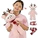 MorisMos Pink Deer Stuffed Animal 16 Big Stuffed Reindeer Plush Toy with Santa Hat Carf Cute elk Deer Toy for Girl boy Kid Birthday Gift Soft Christmas Plush elk Decor - Image 2