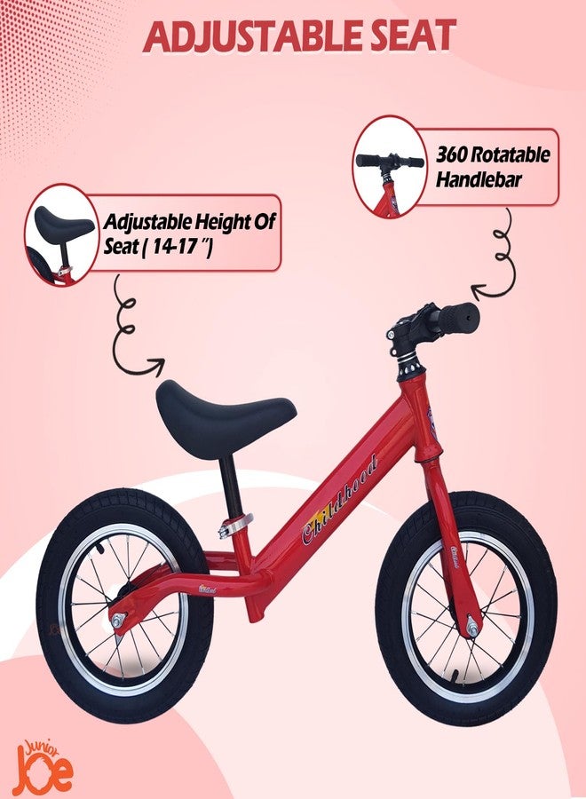 JUNIOR JOE Kids Balance Bicycle Without Pedal Cycle for for 1.5 to 3 Year Baby (RED, Black Spoke Wheel) - Image 4