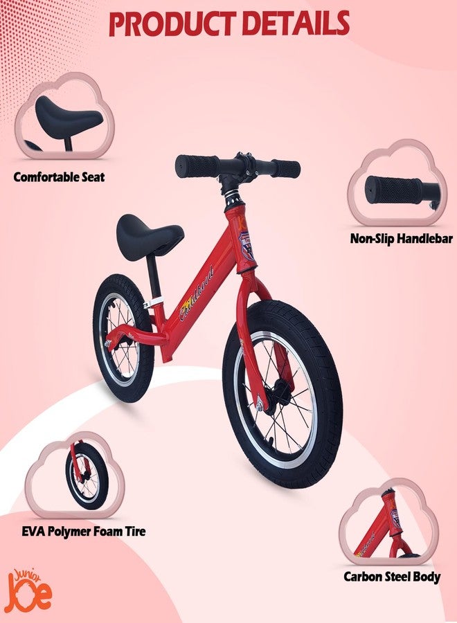 JUNIOR JOE Kids Balance Bicycle Without Pedal Cycle for for 1.5 to 3 Year Baby (RED, Black Spoke Wheel) - Image 3