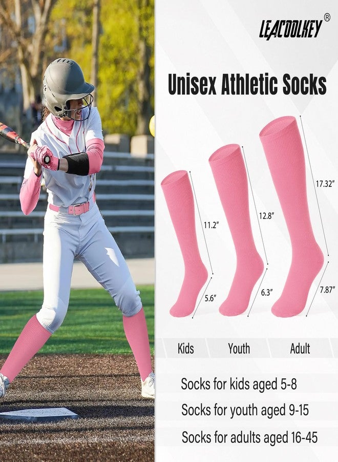 LEACOOLKEY Baseball Belt and Socks Combo Set Softball Socks and Elastic Belt for Adult Men Women Light Pink - Image 3