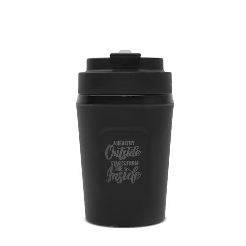 JAYPEE ZIPSIP Pu Insulated Hot & Cold Stainless Steel Coffee Mug 325 ml Travel Mug Suitable for Car, Tumbler Bottle, Tea Cup, Matte Finish Non Slip, Black - Image 1