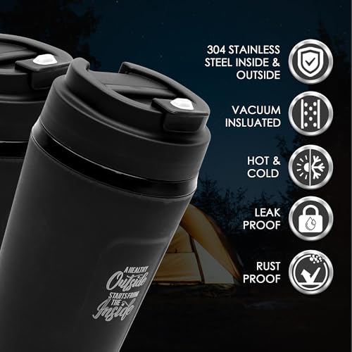 JAYPEE ZIPSIP Pu Insulated Hot & Cold Stainless Steel Coffee Mug 325 ml Travel Mug Suitable for Car, Tumbler Bottle, Tea Cup, Matte Finish Non Slip, Black - Image 4