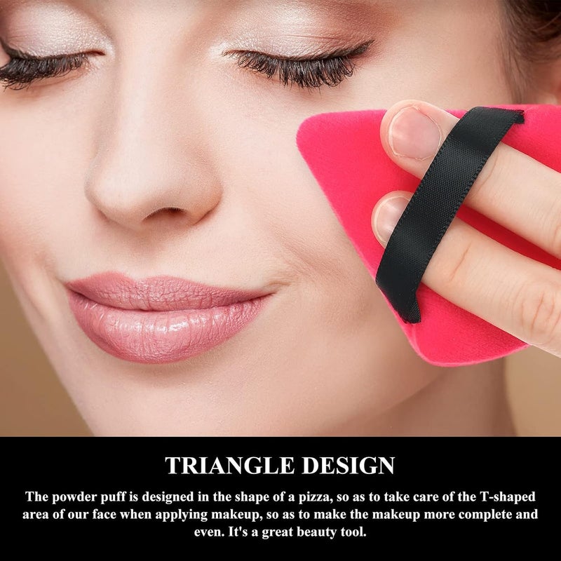 Maitys 12-Piece Triangle Powder Puff Face Makeup Cosmetic Puff Set - Soft, Body Washable, Reusable Foundation Sponge - Mineral Powder Wet/Dry Makeup Tool (Rose Red, Small) - Image 5