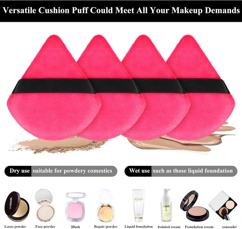 Maitys 12-Piece Triangle Powder Puff Face Makeup Cosmetic Puff Set - Soft, Body Washable, Reusable Foundation Sponge - Mineral Powder Wet/Dry Makeup Tool (Rose Red, Small) - Image 2