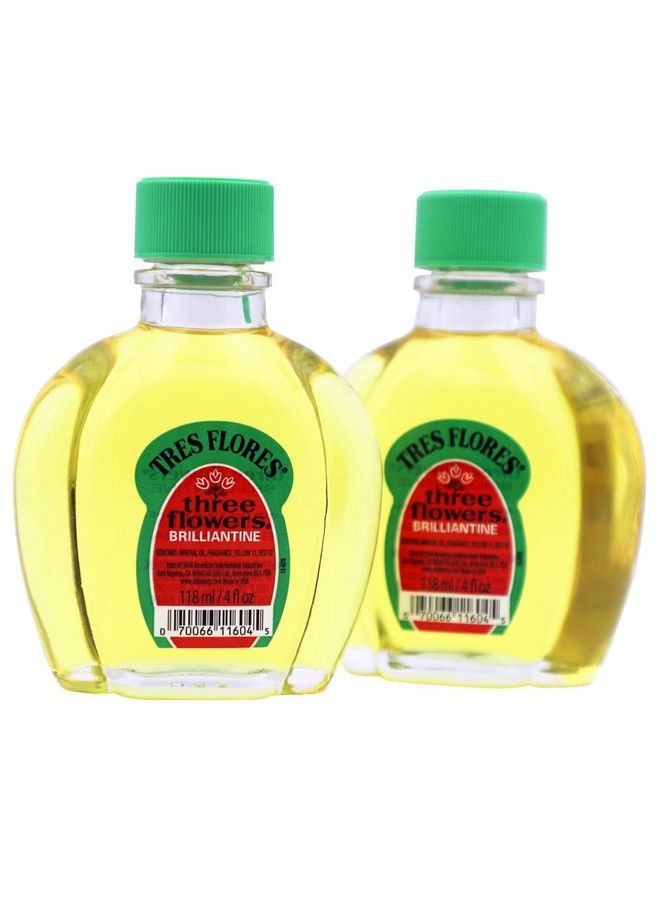 Three Flowers Brilliantine Men Hair Styling Oil Antifrizz 2Pack Of 4 Fl Oz Bottles Amber - Image 1