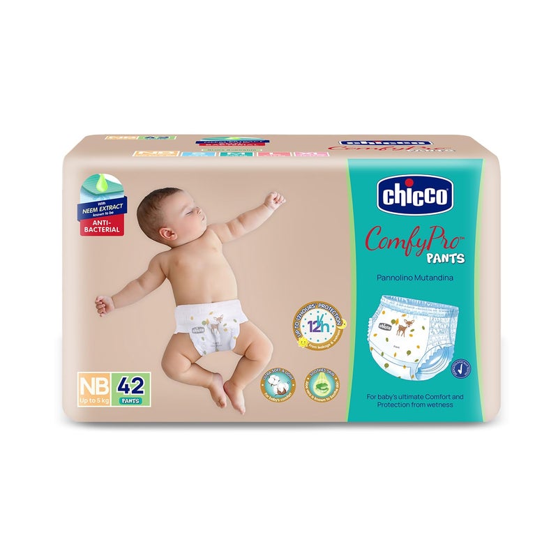 Chicco Comfy-Pro Pant Style Baby Diapers | Anti-bacterial benefits | Ultra Soft & 12hrs protection | Wetness indicator & Disposing Tapes - New Born, 42 Count, Upto 5kg - Image 5