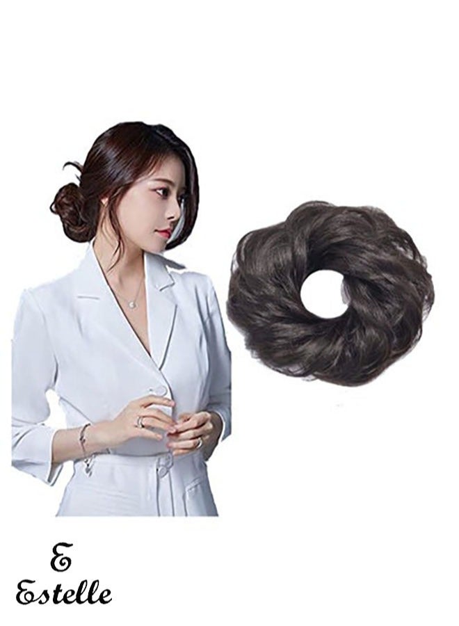 Estelle Messy Hair Bun Scrunchie with Elastic Rubber Band Ponytail Hair Extensions Updo Chignon Donut Ponytail Hairpiece Synthetic Tousled Hair for Women (Color No Dark Black4) - Image 1