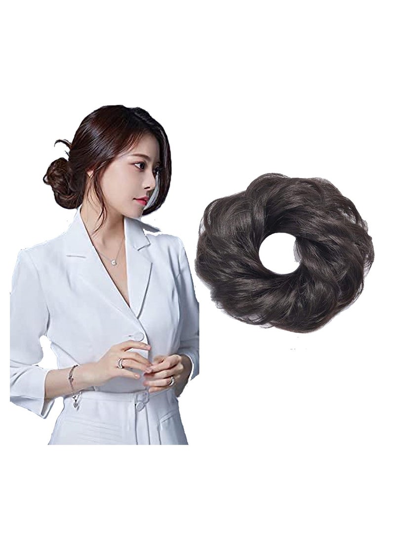 Estelle Messy Hair Bun Scrunchie with Elastic Rubber Band Ponytail Hair Extensions Updo Chignon Donut Ponytail Hairpiece Synthetic Tousled Hair for Women (Color No Dark Black4) - Image 2