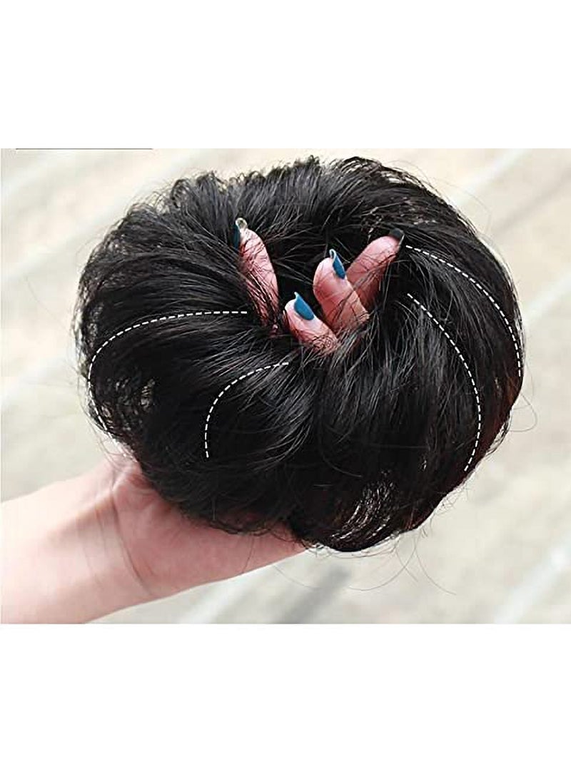 Estelle Messy Hair Bun Scrunchie with Elastic Rubber Band Ponytail Hair Extensions Updo Chignon Donut Ponytail Hairpiece Synthetic Tousled Hair for Women (Color No Dark Black4) - Image 5