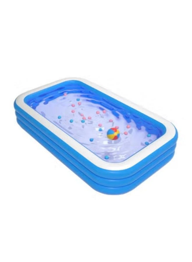 GGEROU حمام سباحة قابل للنفخ، حمامات سباحة للأطفال، حمام سباحة عائلي سميك كبير، حمام نفخ لحفلة ماء صيفية، 180*130*56 سم - Image 1