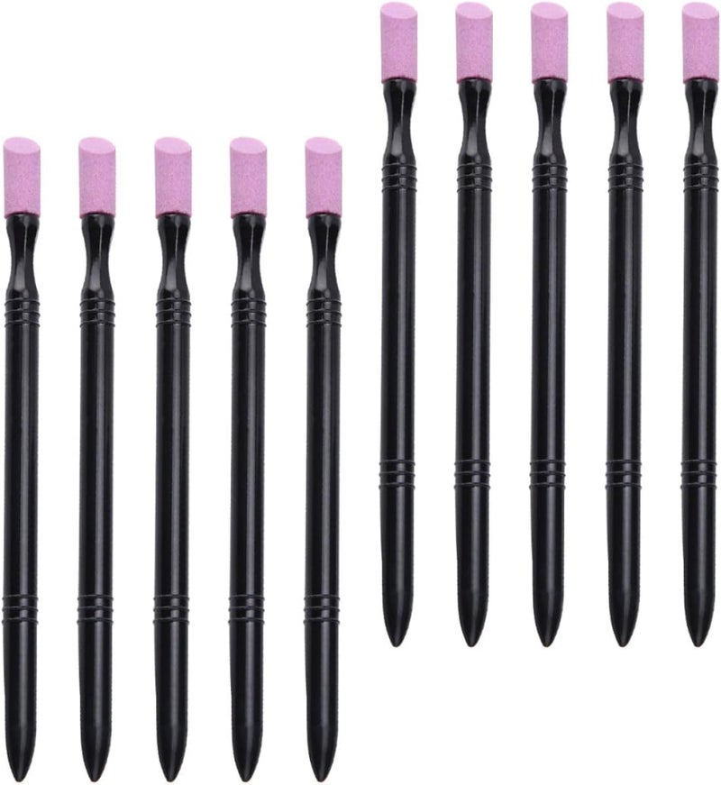10pcs Double-Ended File Stone Stick Pen Cuticle Pusher Nail Buffing Tool Manicure Supplies for Home and Expert Use - Image 1
