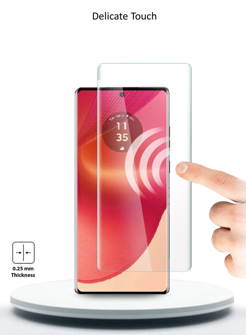 Wtech Motorola Edge 50 Fusion / Motorola S50 Neo / Motorola Moto G85 5G 2024 Premium Curved Edges UV Full Glue Full Cover Tempered Glass Screen Protector - Clear - Image 5