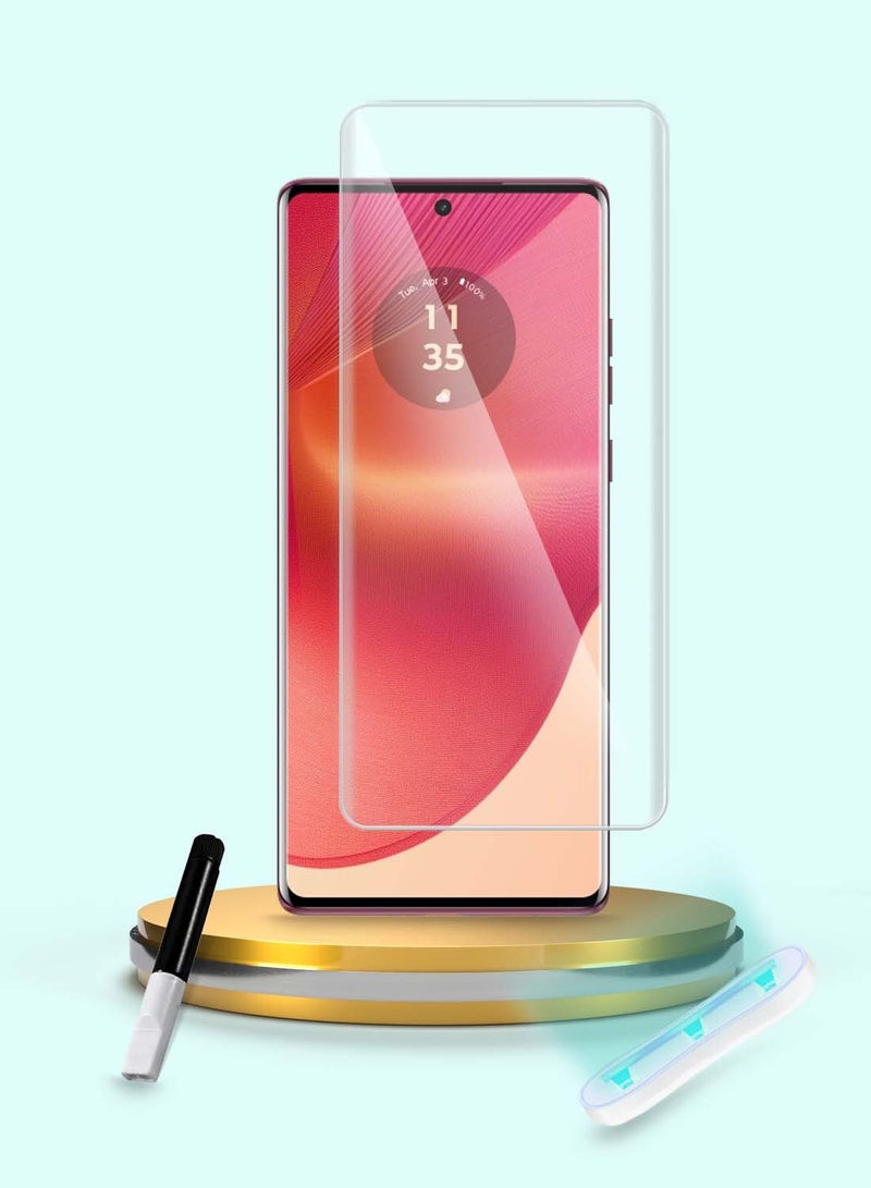 Wtech Motorola Edge 50 Fusion / Motorola S50 Neo / Motorola Moto G85 5G 2024 Premium Curved Edges UV Full Glue Full Cover Tempered Glass Screen Protector - Clear - Image 1