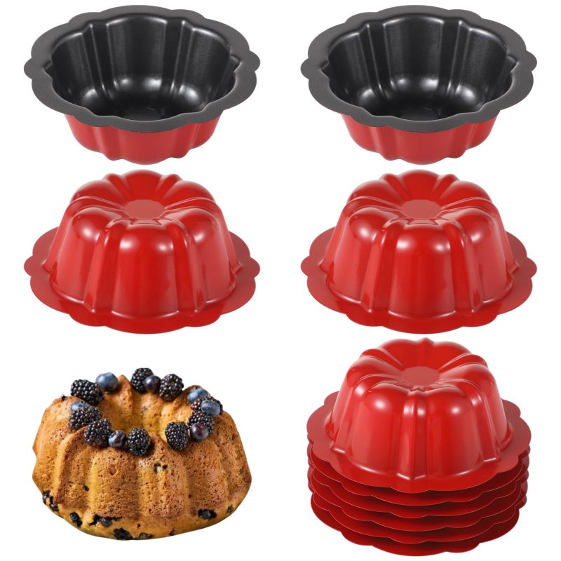 10 Pcs Nonstick Carbon Steel Fluted Cake Pans 4 5 In Flower Shape Baking Mold For Brownie Cupcake - Image 2