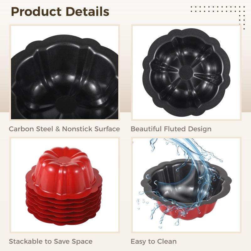 10 Pcs Nonstick Carbon Steel Fluted Cake Pans 4 5 In Flower Shape Baking Mold For Brownie Cupcake - Image 4