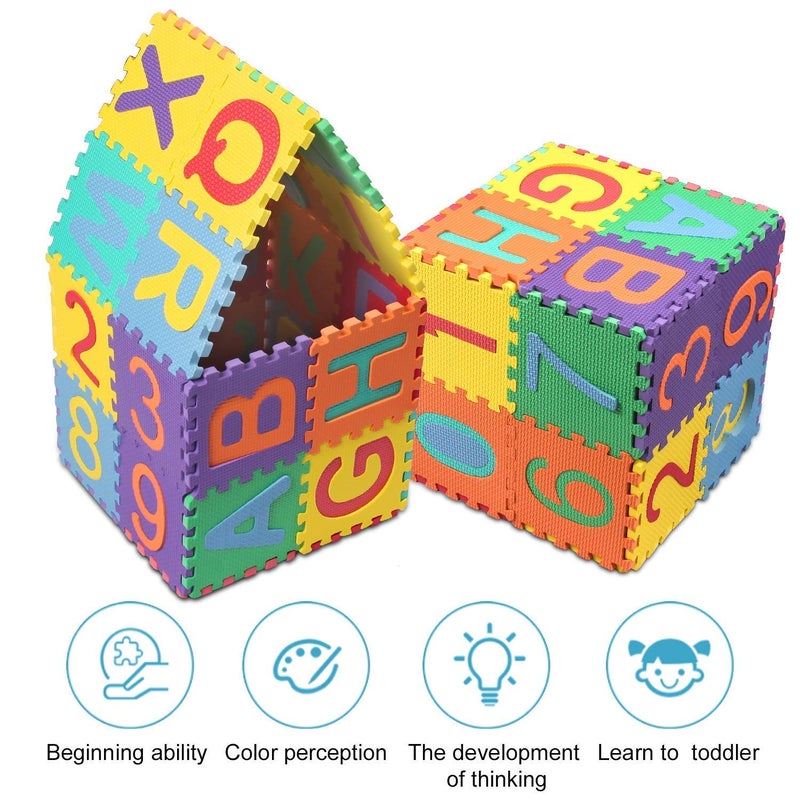 Kangler Kids Foam Puzzle Play Mat 5.9inch x 5.9inch (36-Piece Set) Interlocking EVA Floor Tiles with Alphabet and Numbers - Image 5