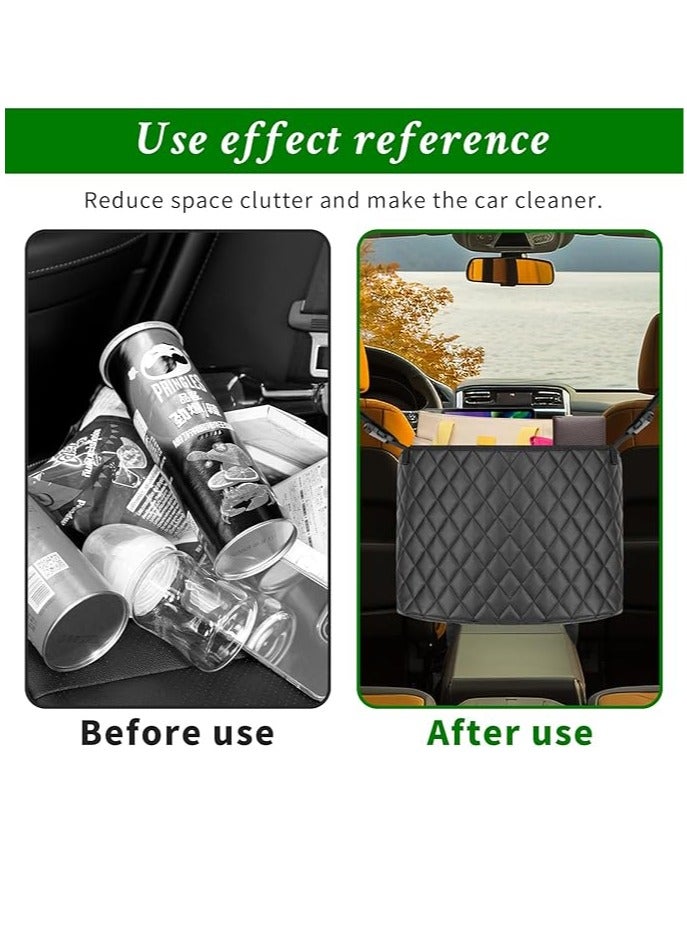 عربست حامل حقيبة يد على شكل شبكة للسيارة، حامل محفظة بين المقاعد، منظم ظهر المقعد الجلدي، حقيبة شبكية كبيرة السعة - Image 4