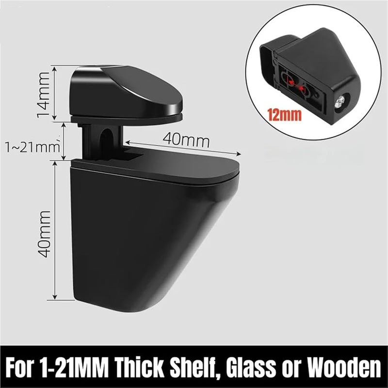 Adjustable Glass Clamp Brackets With Anti Slip Pads Black 8pcs Shelf Support - Image 3