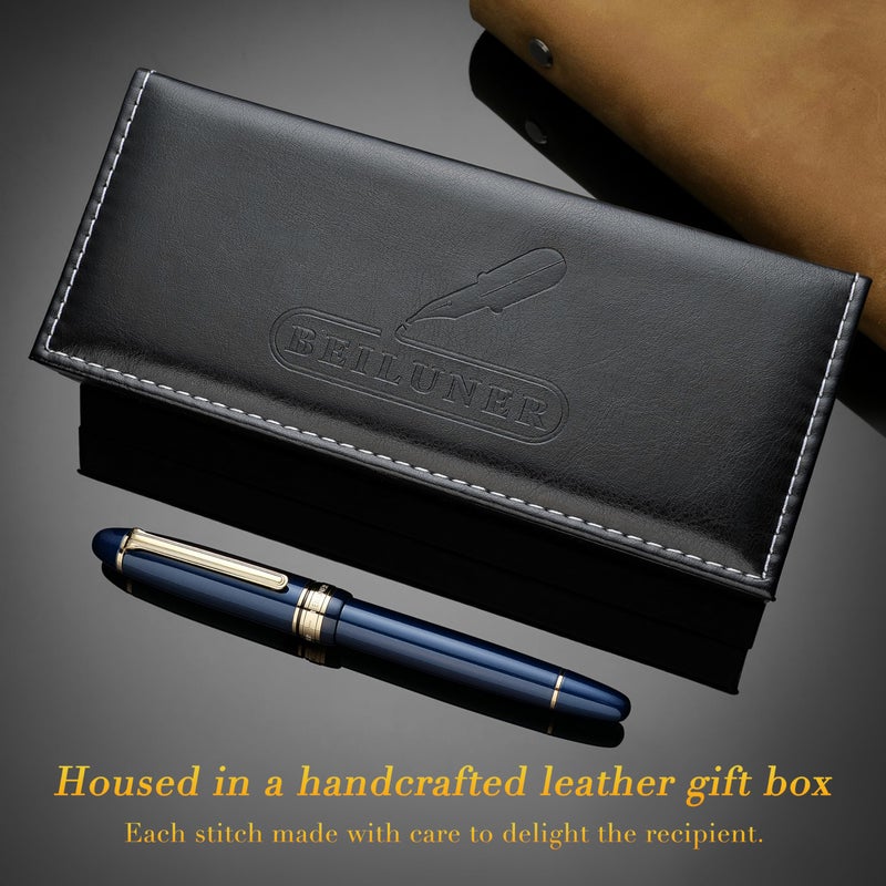 BEILUNER 319 Piano Blue Lacquer Rollerball - Stunning Luxury Pen with 24K Gold, Heavy, Schneider Black Ink Refill, Best Gift Set for Men & Women, Professional, Executive Office, Fancy Classic Pens - Image 5
