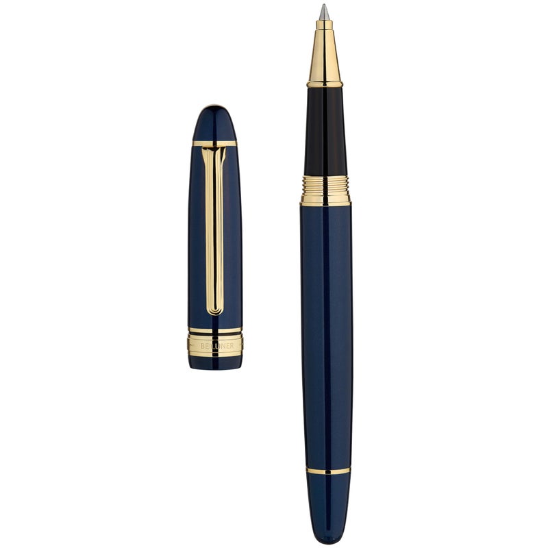 BEILUNER 319 Piano Blue Lacquer Rollerball - Stunning Luxury Pen with 24K Gold, Heavy, Schneider Black Ink Refill, Best Gift Set for Men & Women, Professional, Executive Office, Fancy Classic Pens - Image 1