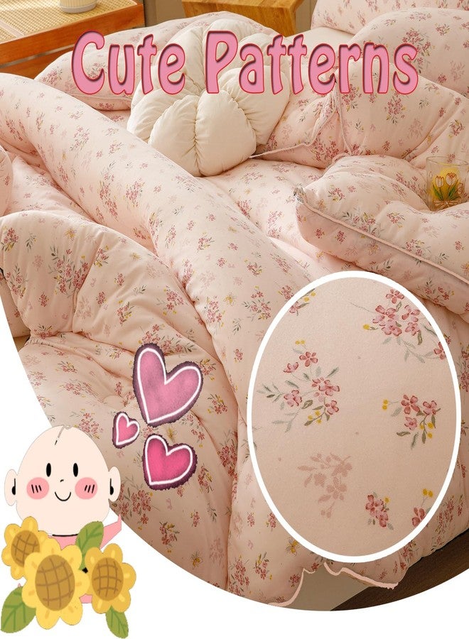MorroMorn Pink Comforter Twin, Super Soft Twin Bedding Sets - 3 PCS Thick Fluffy Comforter with 2 Pillowcases for Girls Kids Teen, Lightweight for Bed All Seasons (Pink Flowers) - Image 4