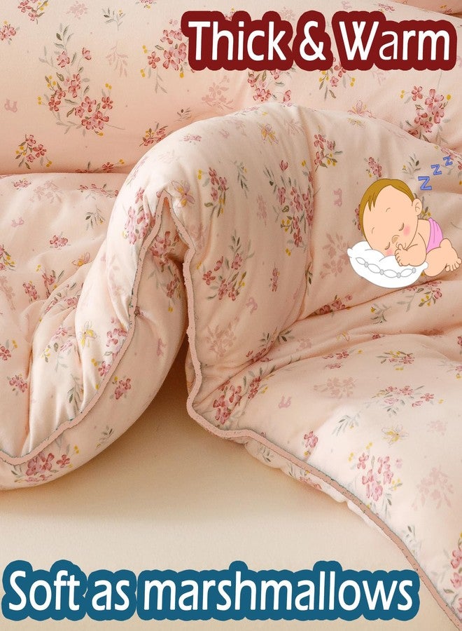 MorroMorn Pink Comforter Twin, Super Soft Twin Bedding Sets - 3 PCS Thick Fluffy Comforter with 2 Pillowcases for Girls Kids Teen, Lightweight for Bed All Seasons (Pink Flowers) - Image 3
