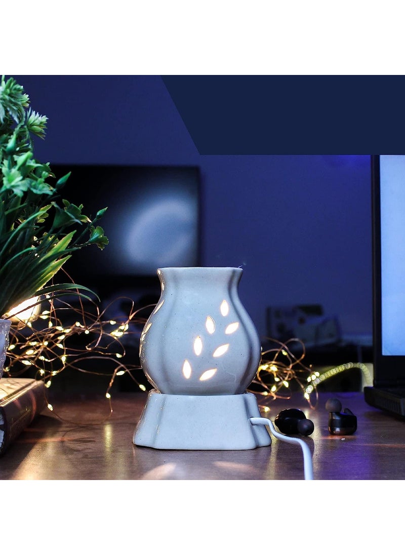 Eyuvaa Label EYUVAA LABEL Ceramic Aroma Electric Diffuser Night Lamp for Living Room Handcrafted Matki Shape Aromatherapy Oil Burner Diffuser for Home Fragrance Offices Restaurants SPA Yoga Meditation  - Image 2