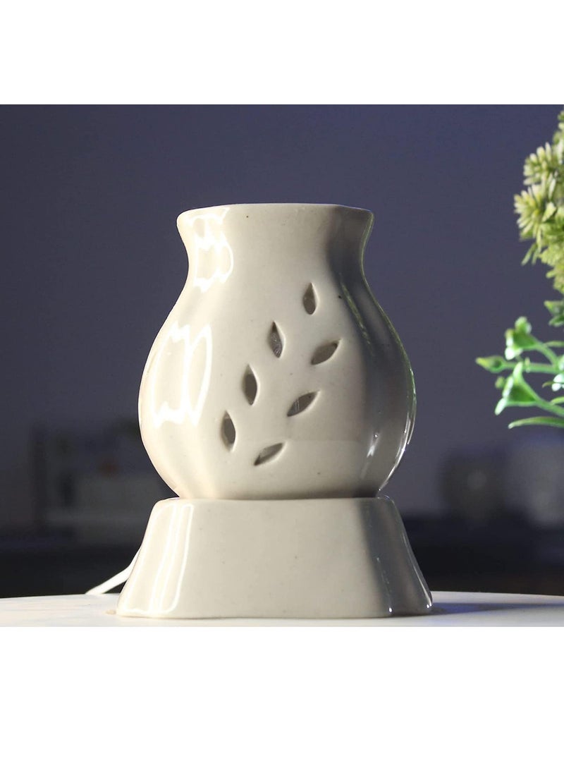 Eyuvaa Label EYUVAA LABEL Ceramic Aroma Electric Diffuser Night Lamp for Living Room Handcrafted Matki Shape Aromatherapy Oil Burner Diffuser for Home Fragrance Offices Restaurants SPA Yoga Meditation  - Image 1