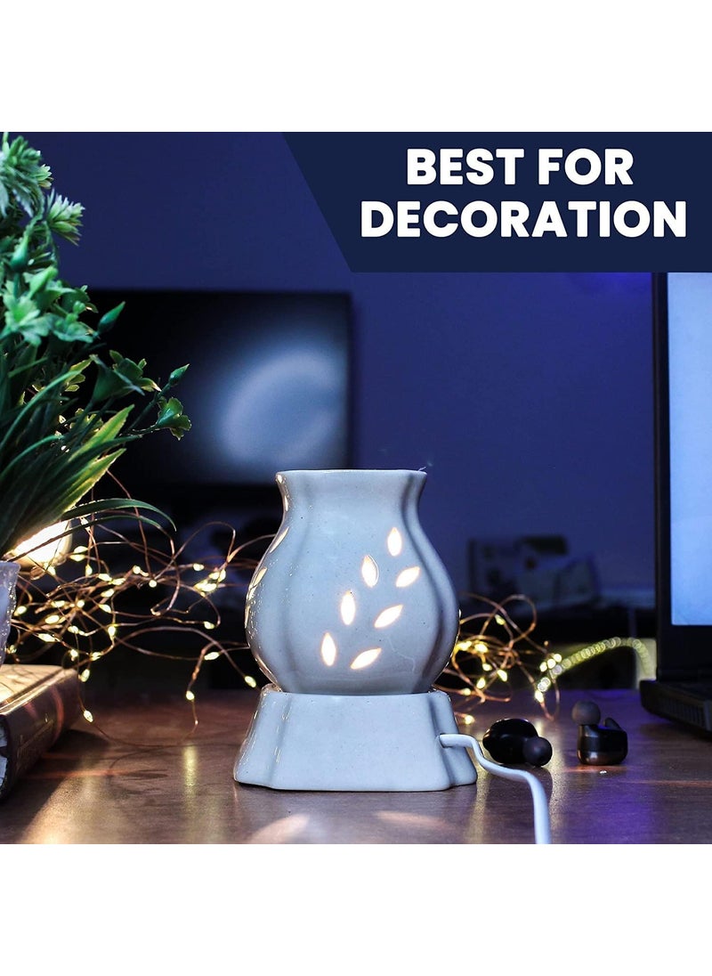 Eyuvaa Label EYUVAA LABEL Ceramic Aroma Electric Diffuser Night Lamp for Living Room Handcrafted Matki Shape Aromatherapy Oil Burner Diffuser for Home Fragrance Offices Restaurants SPA Yoga Meditation  - Image 3