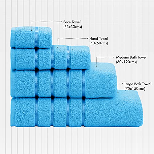 Spread Spain 100% Cotton Towels for Bath, Roman Bath Towel - Soft, Fluffy and Absorbent, 600 GSM, Medium Towels for Bath, 1 Piece Bath Towel for Men/Women, 60 cms x 120 cms - Blue Moon - Image 4