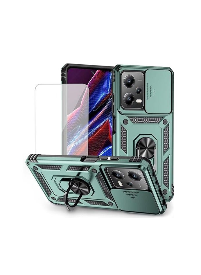 Yodueiv for Redmi Note 12 Pro Case, Poco X5 Pro Case with Tempered Glass Screen Protector and Sliding Camera Cover, for Xiaomi Redmi Note 12 Pro 5G