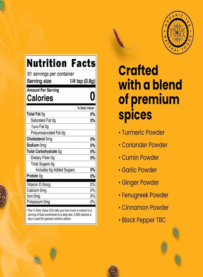 Pride of India Turmeric Tandoori Rub | Bold Smoky Golden Flavor | Gourmet Indian Spice Blend | Ideal for Marinating, Seasoning & Grilling | Includes Dual Sifter Cap | Vegan, Gluten-Free, Non-Bioengineered | 2.3 oz - Image 3