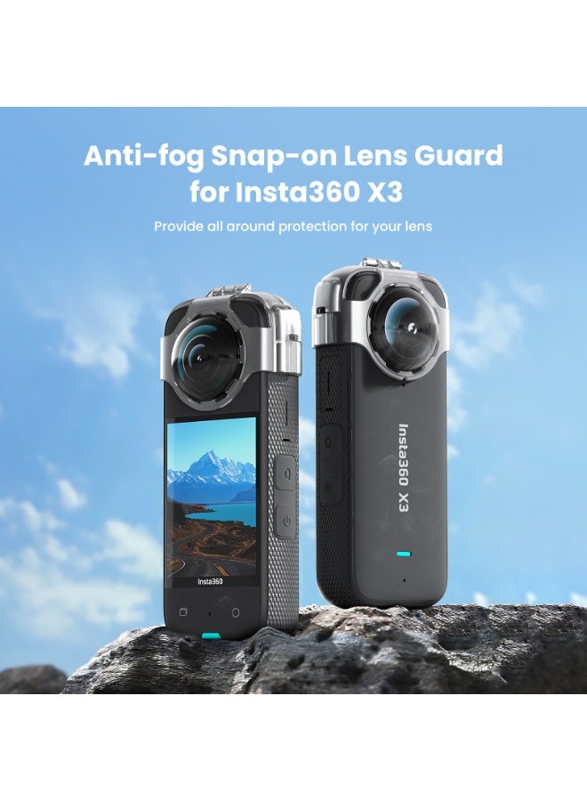 aMagisn غطاء عدسة مانع للضباب مع تصميم قفل لـ Insta360 X3 – طقم حماية شامل للكاميرا من السيليكون، بدون حواف سوداء، مضاد للصدمات وسهل الفك، ملحق لكاميرات الأكشن - Image 2