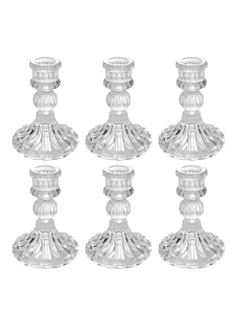 Glass Candlestick Holders 4 Inch Taper Candle Holders Clear Glass Candle Holders for Wedding Festival Party & Festival Decor