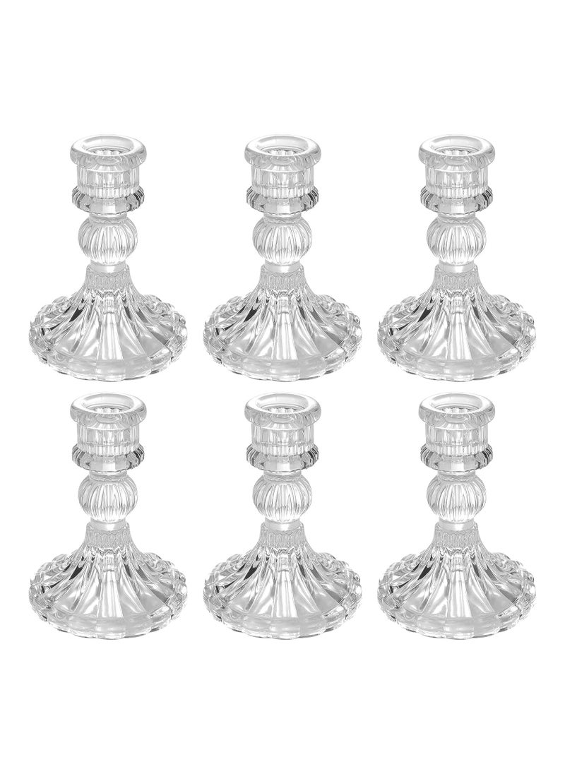 Generic Glass Candlestick Holders 4 Inch Taper Candle Holders Clear Glass Candle Holders for Wedding Festival Party & Festival Decor  - Image 1